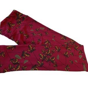 1267 LuLaRoe Leggings Size OS Maroon Black Floral Abstract Print New